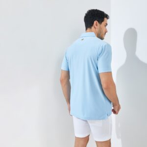 Jack Nicklaus Vandervalk Premium Solid Stripe Polo Cool Blue