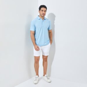 Jack Nicklaus Vandervalk Premium Solid Stripe Polo Cool Blue