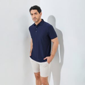 Jack Nicklaus Vandervalk Premium Solid Stripe Polo Classic Navy