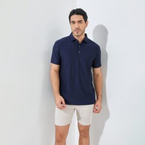 Jack Nicklaus Vandervalk Premium Solid Stripe Polo Classic Navy