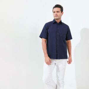 Jack Nicklaus Finnick Kemeja Pria Lengan Pendek Regular Fit Navy