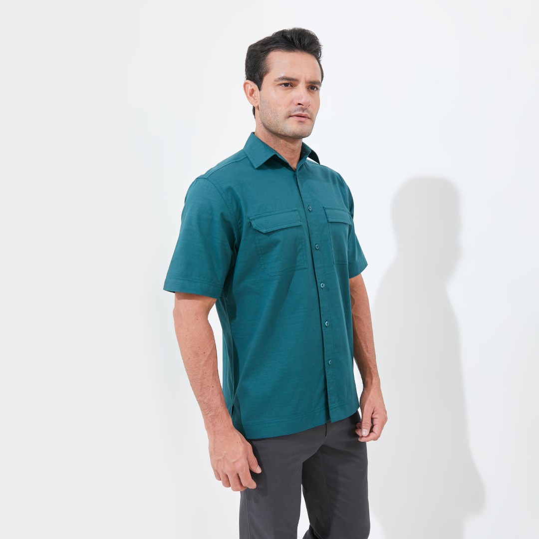 Jack Nicklaus Jax Kemeja Pria Lengan Pendek Relaxed Green - Image 2