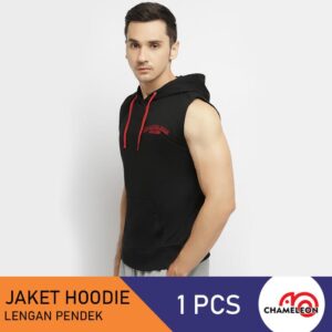 Chameleon Jaket Hoodie Tanpa Lengan Pria Hitam /UCHAJ01NSBLK