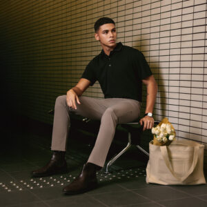 JOBB x MACK WELDON Radius Celana Panjang Pria Straight Fit Vicuna Heather