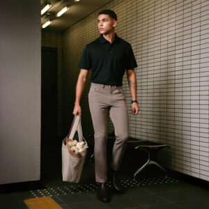 JOBB x MACK WELDON Radius Celana Panjang Pria Straight Fit Vicuna Heather