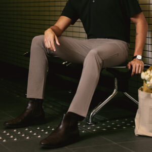 JOBB x MACK WELDON Radius Celana Panjang Pria Straight Fit Vicuna Heather