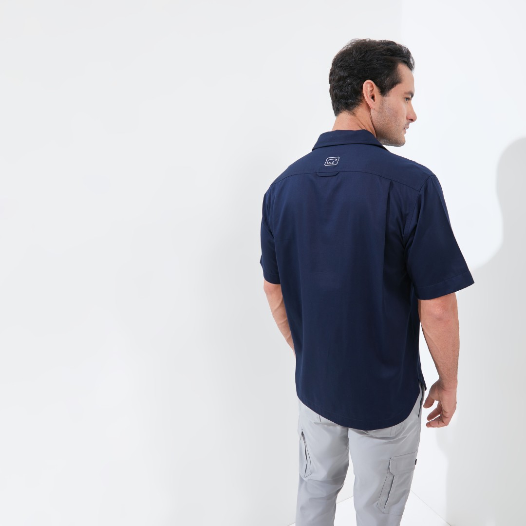 Jack Nicklaus Soren Kemeja Pria Lengan Pendek Relaxed Fit Navy - Image 3