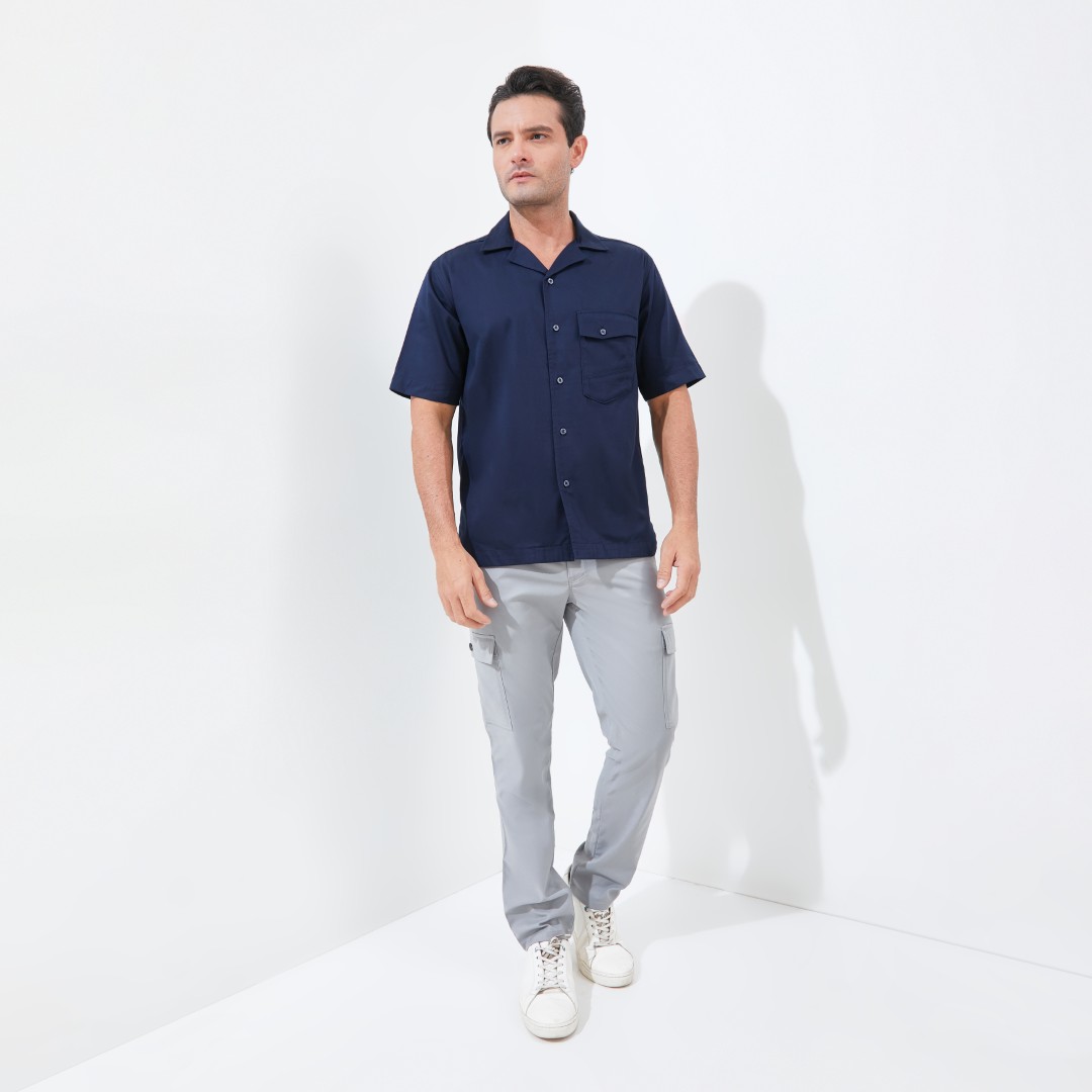 Jack Nicklaus Soren Kemeja Pria Lengan Pendek Relaxed Fit Navy - Image 5