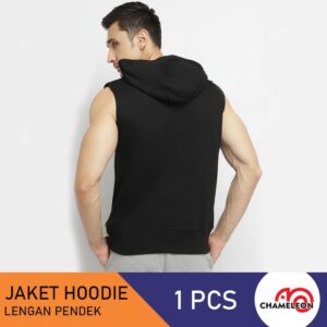 Chameleon Jaket Hoodie Tanpa Lengan Pria Hitam /UCHAJ01NSBLK