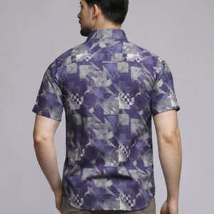 M2 Barrone Geopatch Men's Shirt Long Sleeve Navy