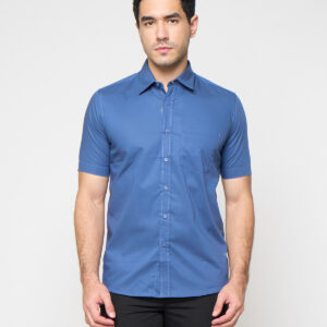 Gianni Visentin Kemeja Pria Lengan Pendek Slim Fit Biru - 6005