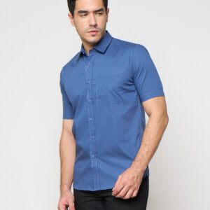 Gianni Visentin Kemeja Pria Lengan Pendek Slim Fit Biru - 6005
