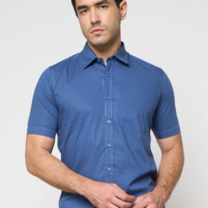 Gianni Visentin Kemeja Pria Lengan Pendek Slim Fit Biru - 6005