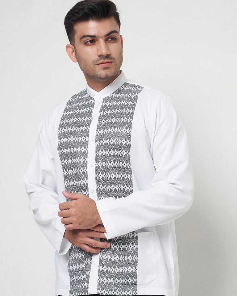 Gianni Visentin Koko Pria Lengan Panjang Regular Fit Putih - 1023