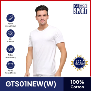 GT Sport Kaos Dalam Pria GT MAN GTS01NEW(W) - Round Neck Men T-Shirt White Isi 1 Pcs