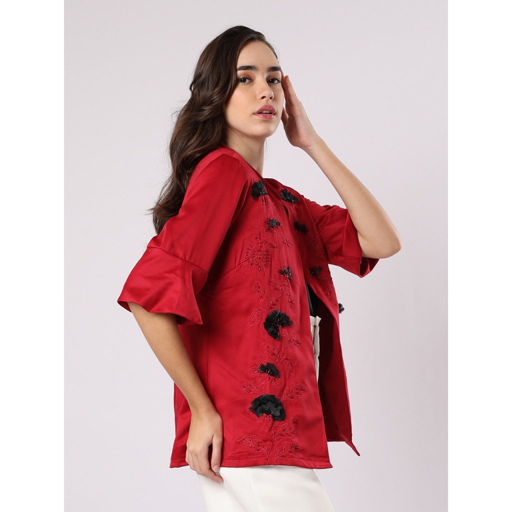 Personal Style Liany Red Petals Jacket - Image 2