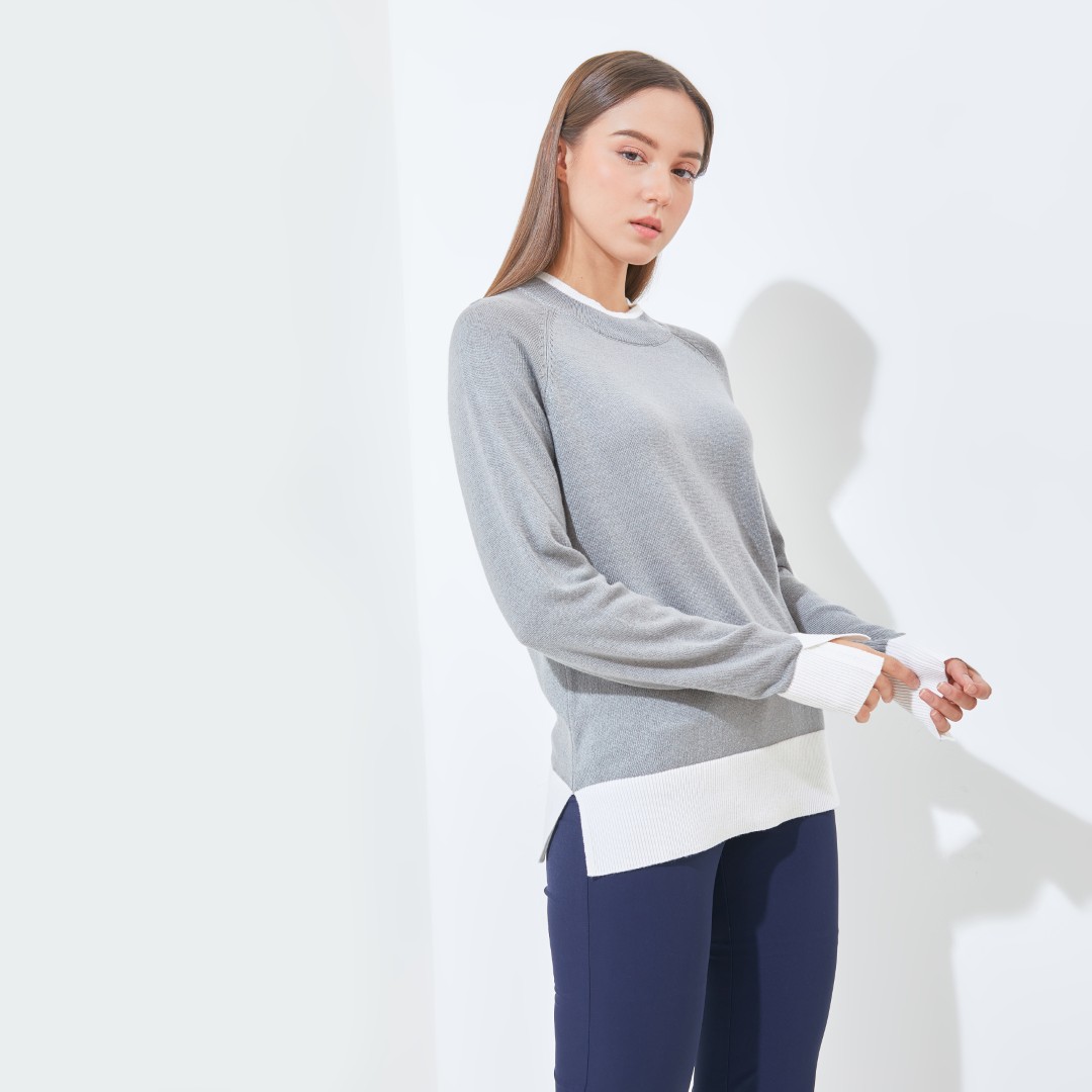 Jack Nicklaus Daughters Premium Crew Neck Sweater Women's Grey Blast - Image 2