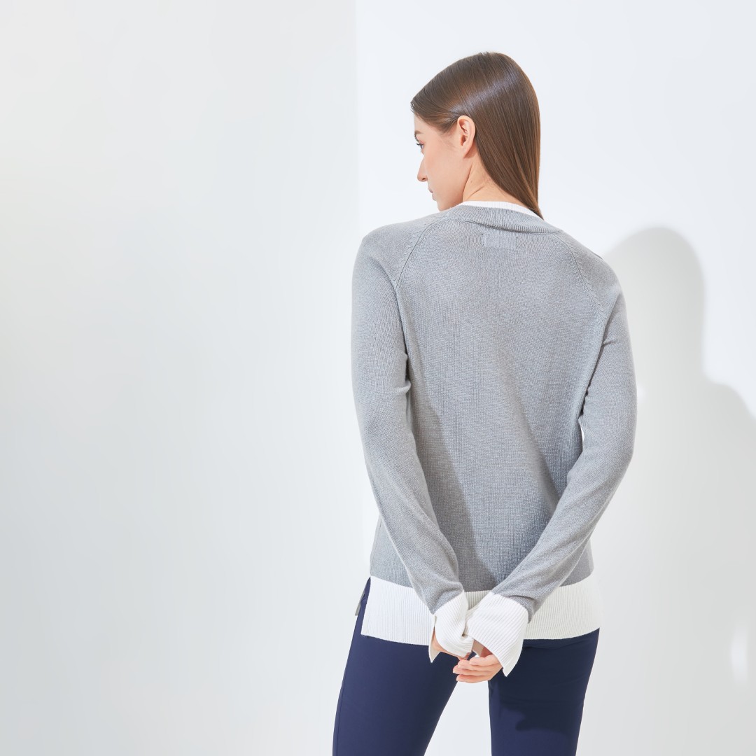 Jack Nicklaus Daughters Premium Crew Neck Sweater Women's Grey Blast - Image 3