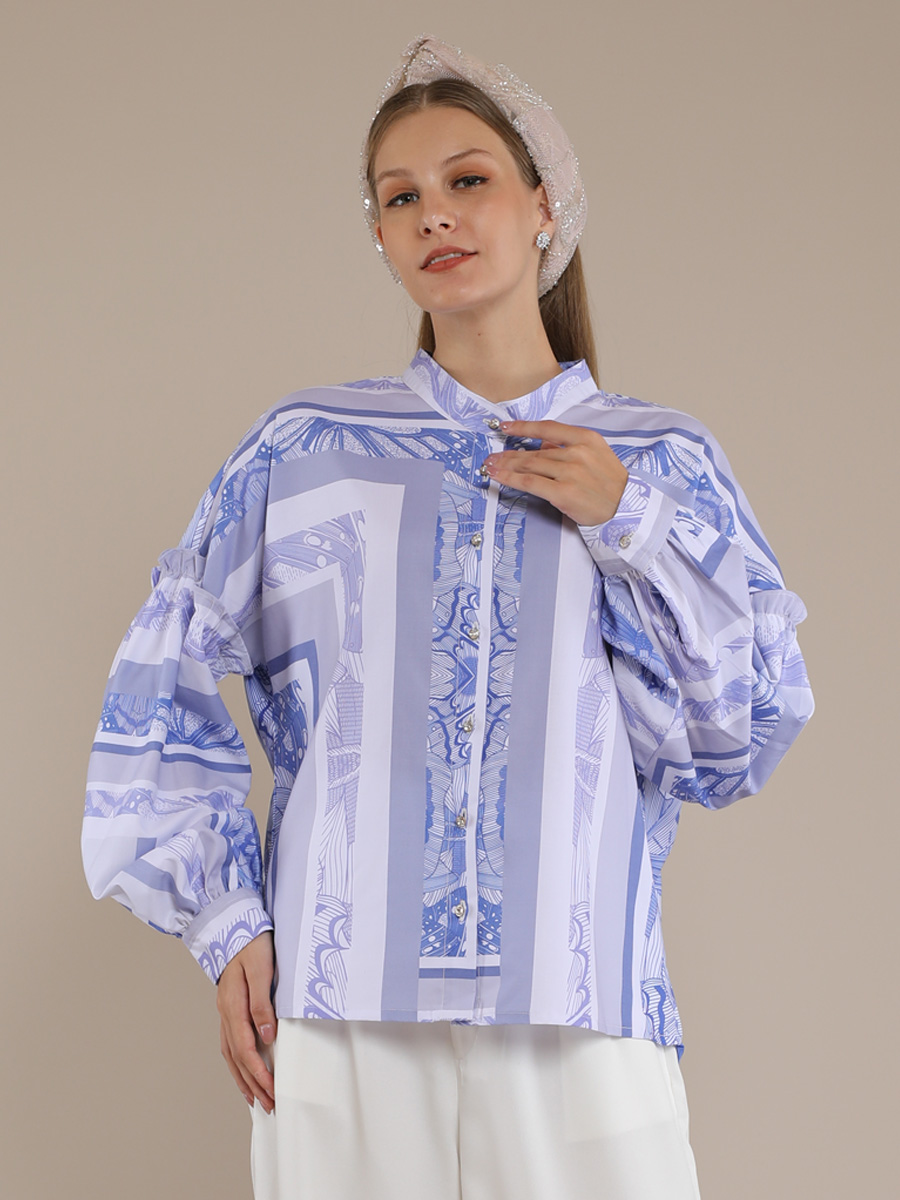Personal Style Blouse Kemeja Wanita Boho Butterfly Blue