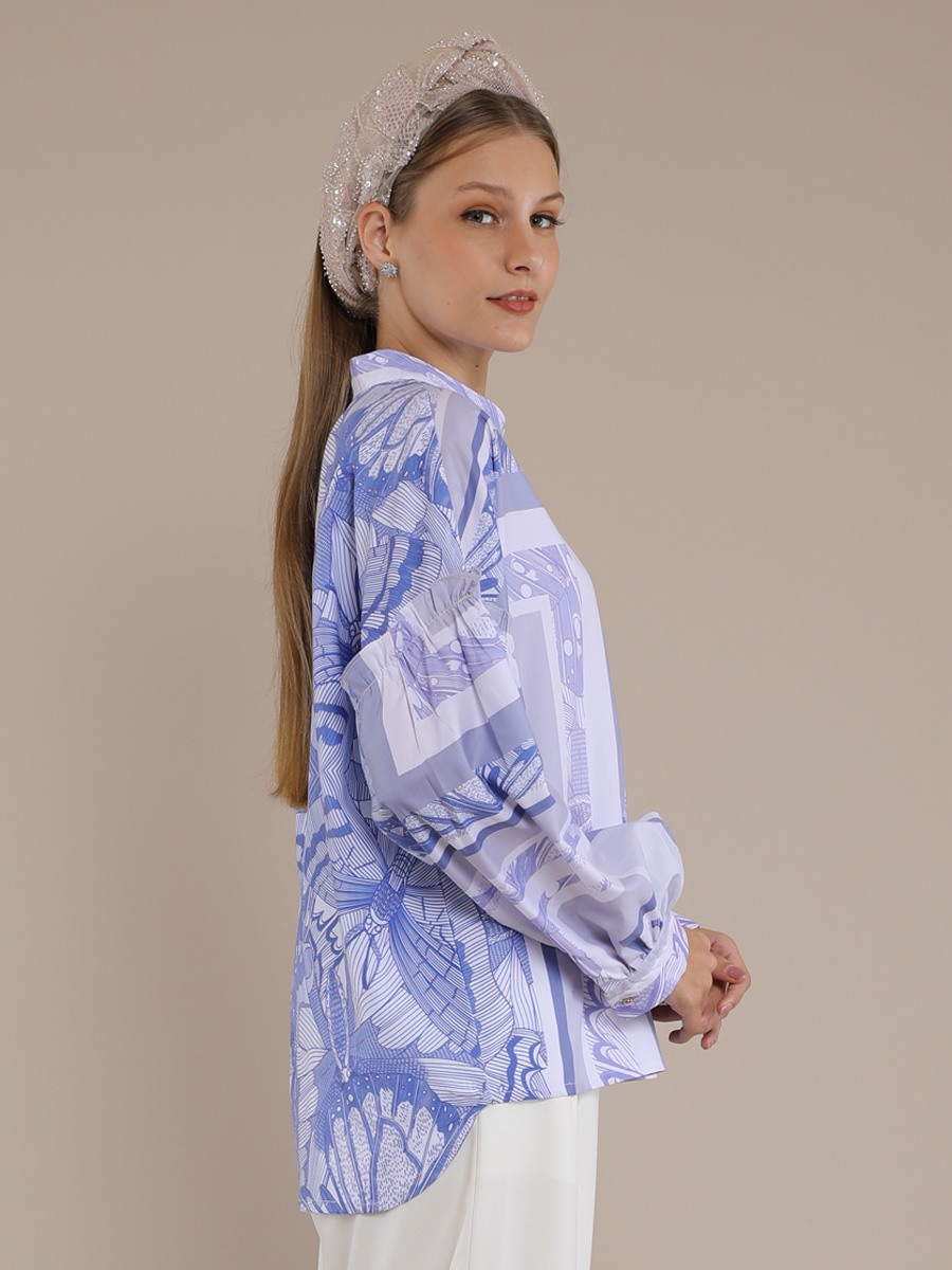 Personal Style Blouse Kemeja Wanita Boho Butterfly Blue - Image 5