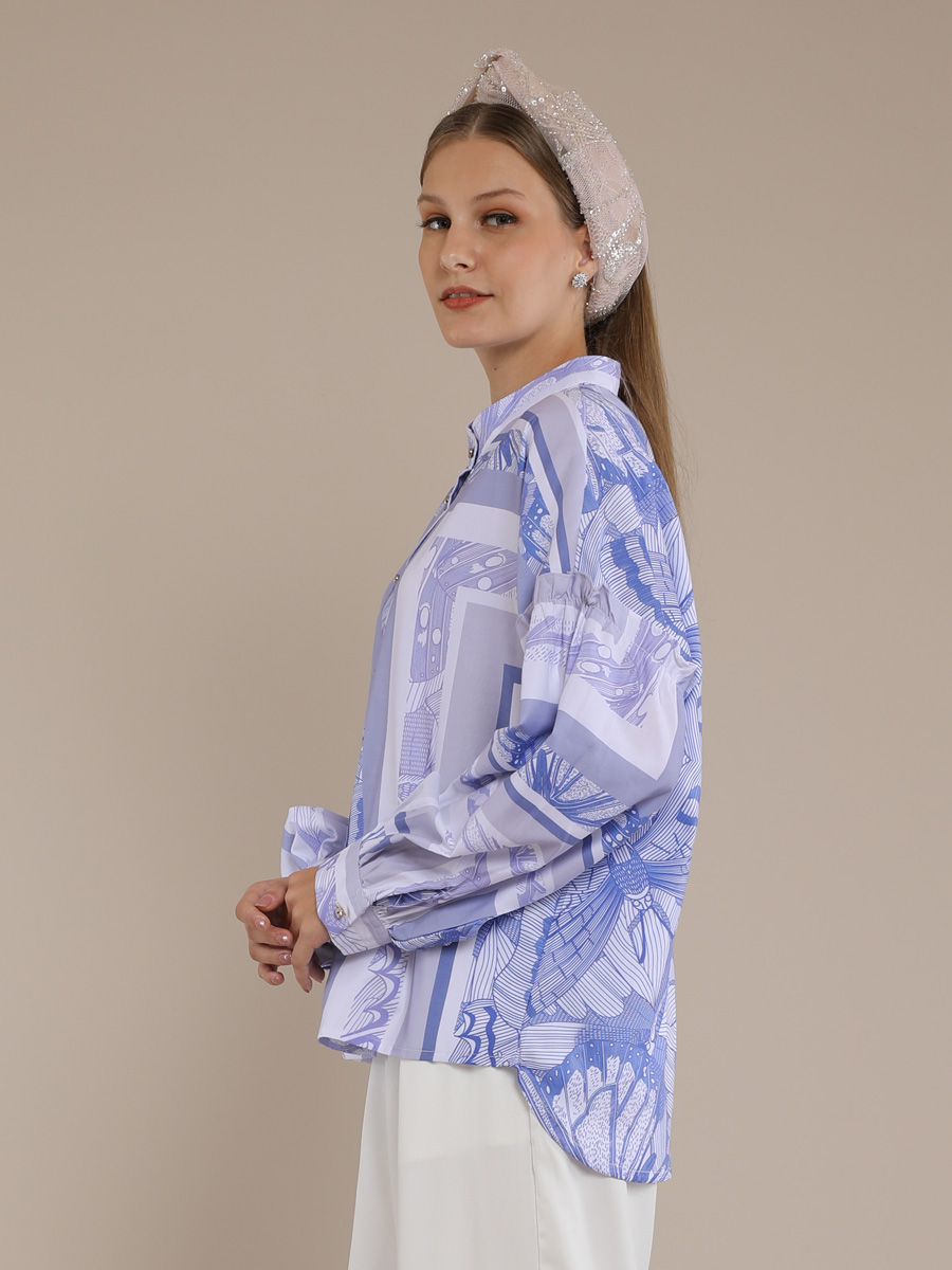 Personal Style Blouse Kemeja Wanita Boho Butterfly Blue - Image 4
