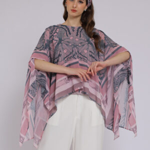 Personal Style Kaftan Blouse Atasan Wanita Motif Butterfly Drappery Pink