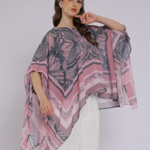 Personal Style Kaftan Blouse Atasan Wanita Motif Butterfly Drappery Pink