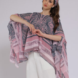 Personal Style Kaftan Blouse Atasan Wanita Motif Butterfly Drappery Pink