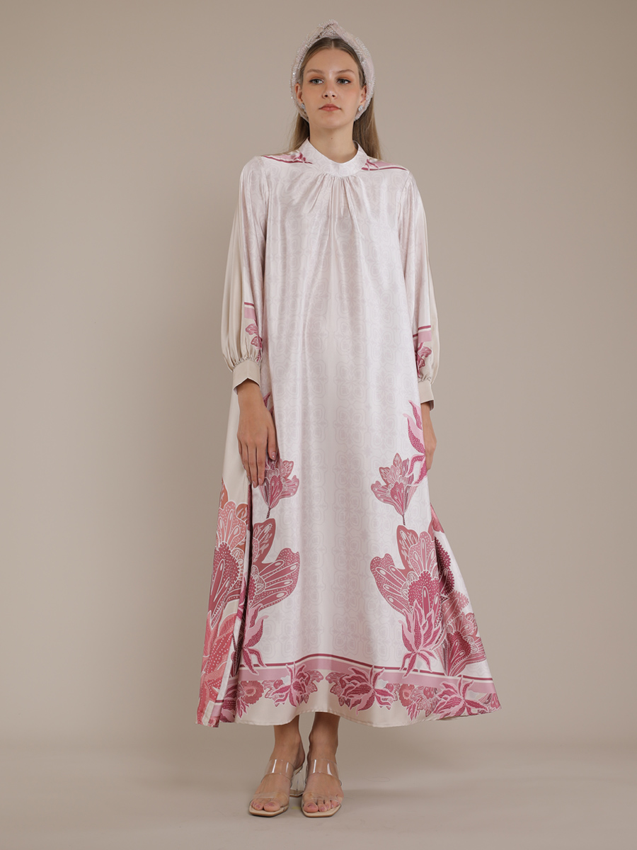 Personal Style Maxi Long Dress Gamis Wanita Pekalongan Peranakan Pink