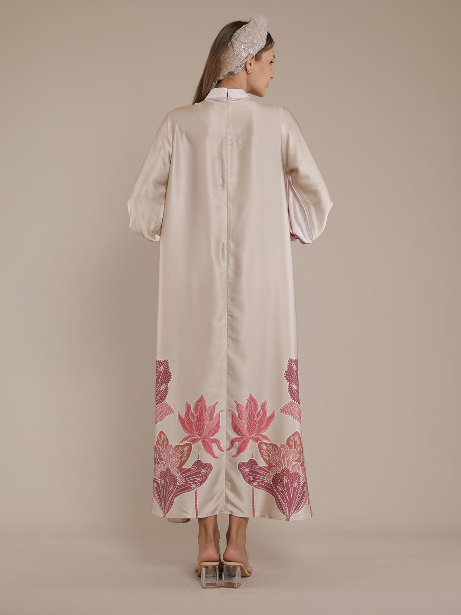 Personal Style Maxi Long Dress Gamis Wanita Pekalongan Peranakan Pink - Image 3
