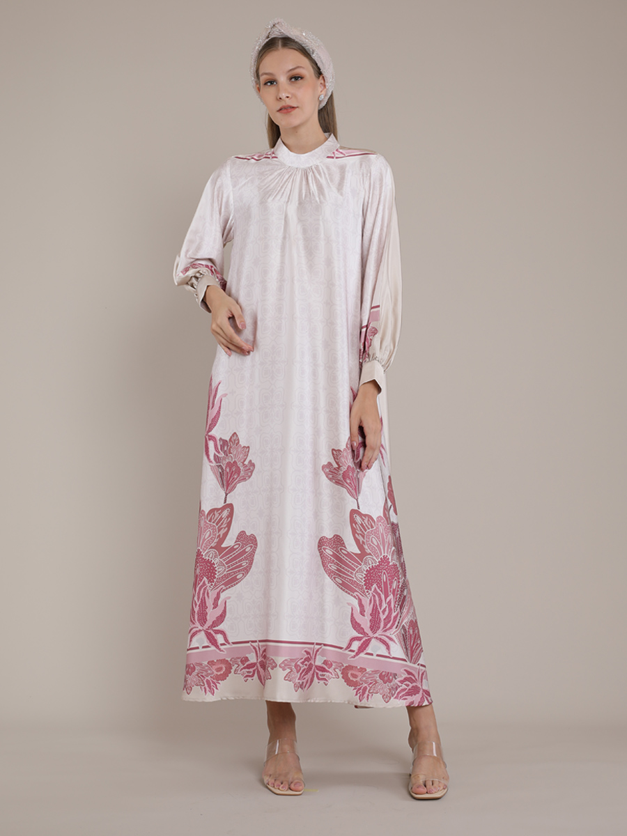 Personal Style Maxi Long Dress Gamis Wanita Pekalongan Peranakan Pink - Image 5