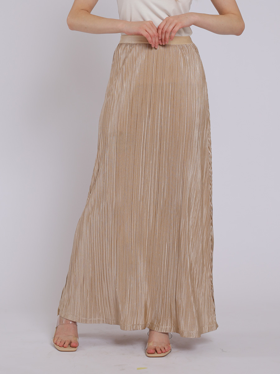 Personal Style Rok Plisket Wanita Champagne Gold - Image 2