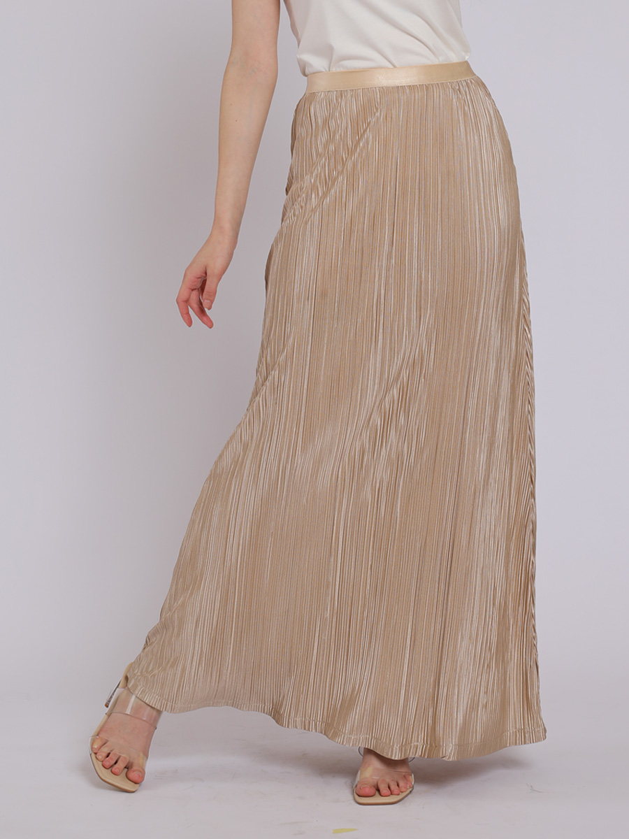 Personal Style Rok Plisket Wanita Champagne Gold - Image 4
