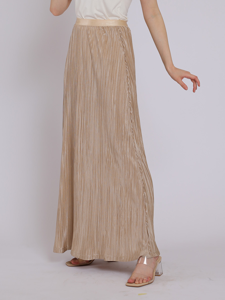 Personal Style Rok Plisket Wanita Champagne Gold - Image 3