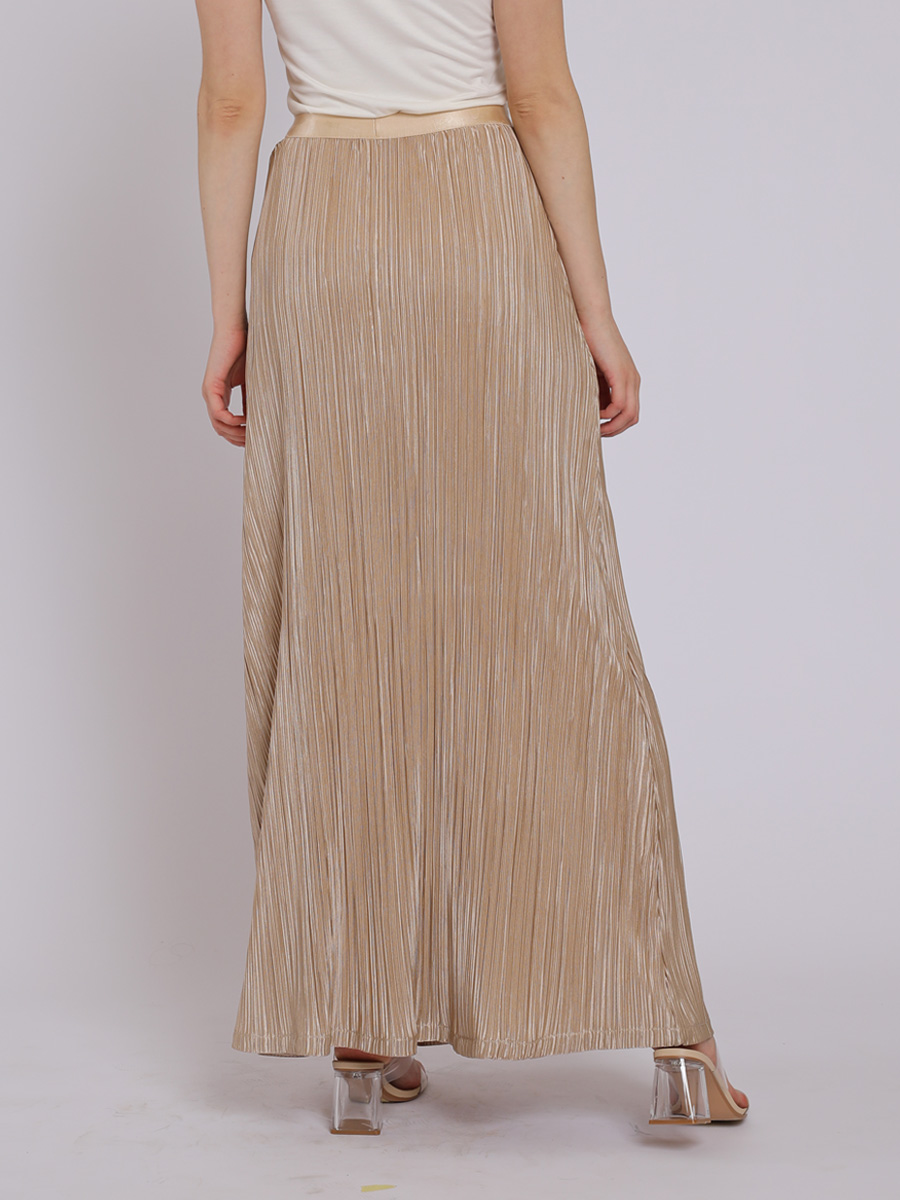 Personal Style Rok Plisket Wanita Champagne Gold - Image 5