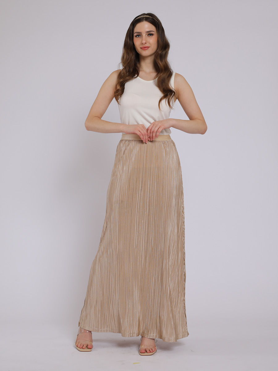 Personal Style Rok Plisket Wanita Champagne Gold