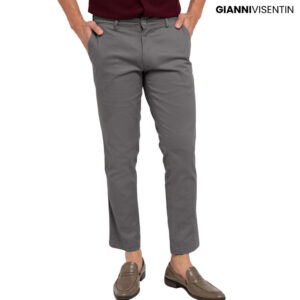 Gianni Visentin - Celana Chinos Stretch Pria Abu Tua - 4069