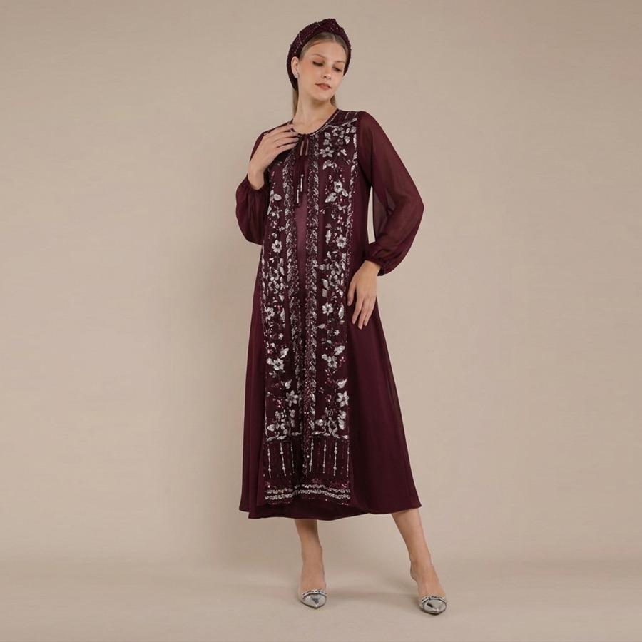 Personal Style Dress Abaya Embroidery Wanita Iris - Image 4