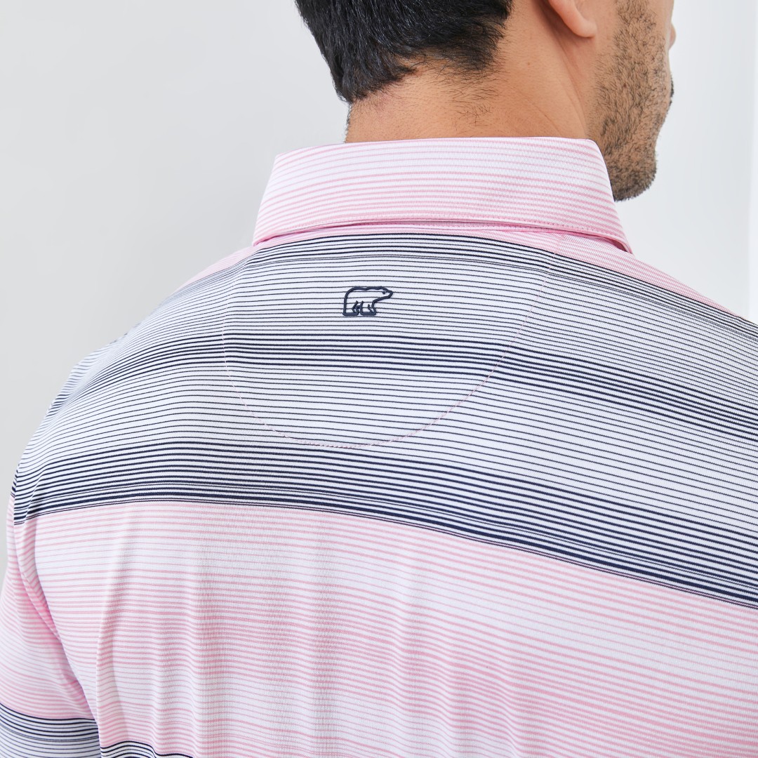 Jack Nicklaus Meininger Premium Fine Multi Stripe Polo Sunset - Image 6