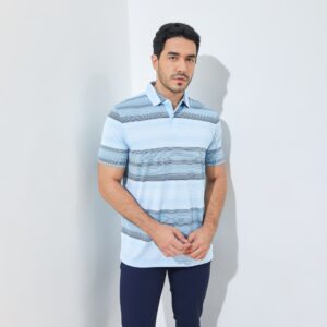 Jack Nicklaus Meininger Premium Fine Multi Stripe Polo Cool Blue