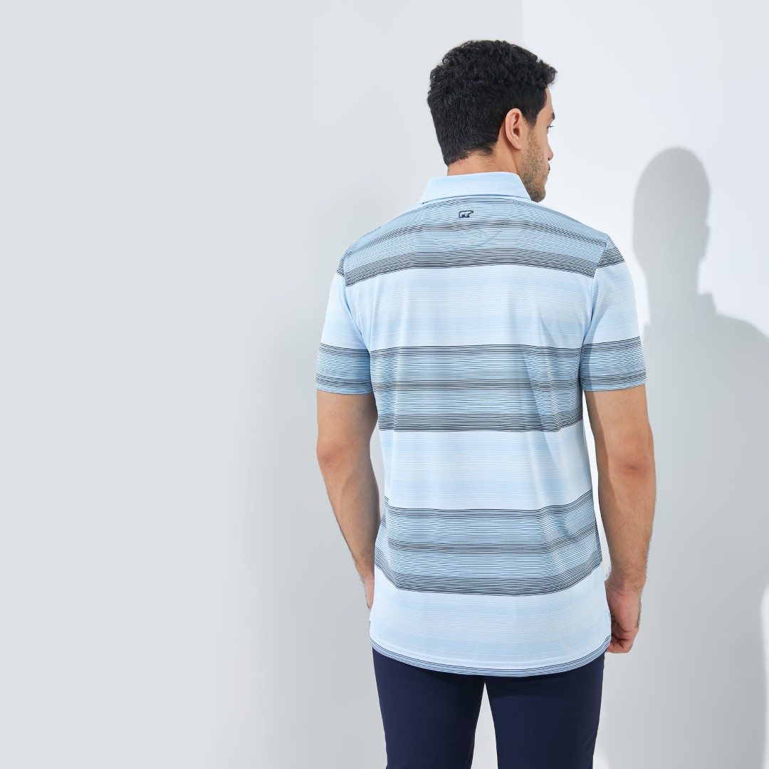 Jack Nicklaus Meininger Premium Fine Multi Stripe Polo Cool Blue - Image 3