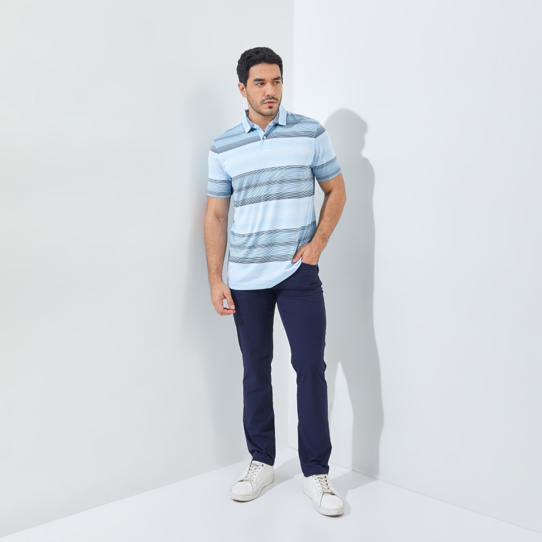Jack Nicklaus Meininger Premium Fine Multi Stripe Polo Cool Blue - Image 5