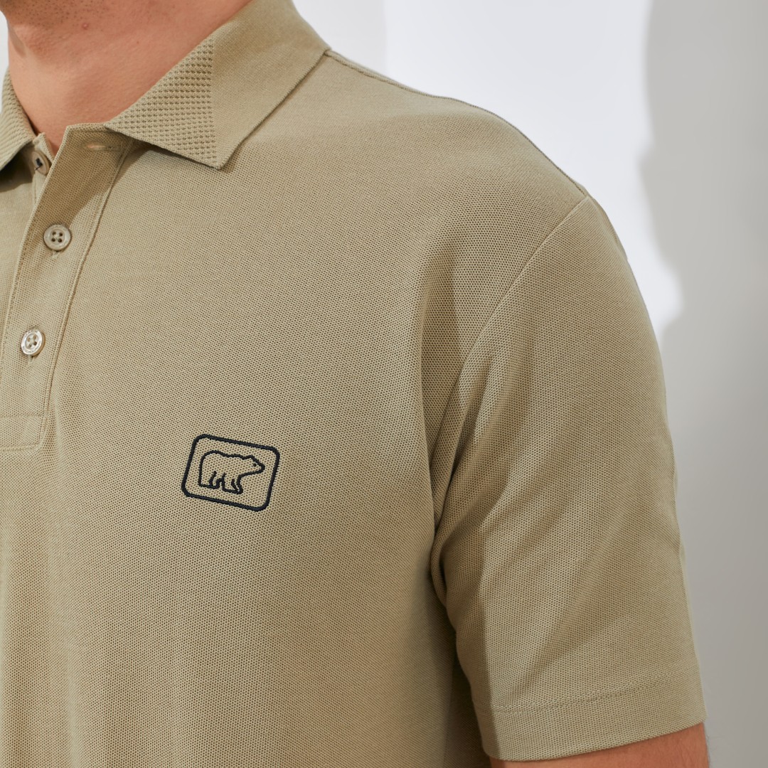 Jack Nicklaus Torino Polo Shirt Pria Regular Fit Sponge Khaki - Image 7
