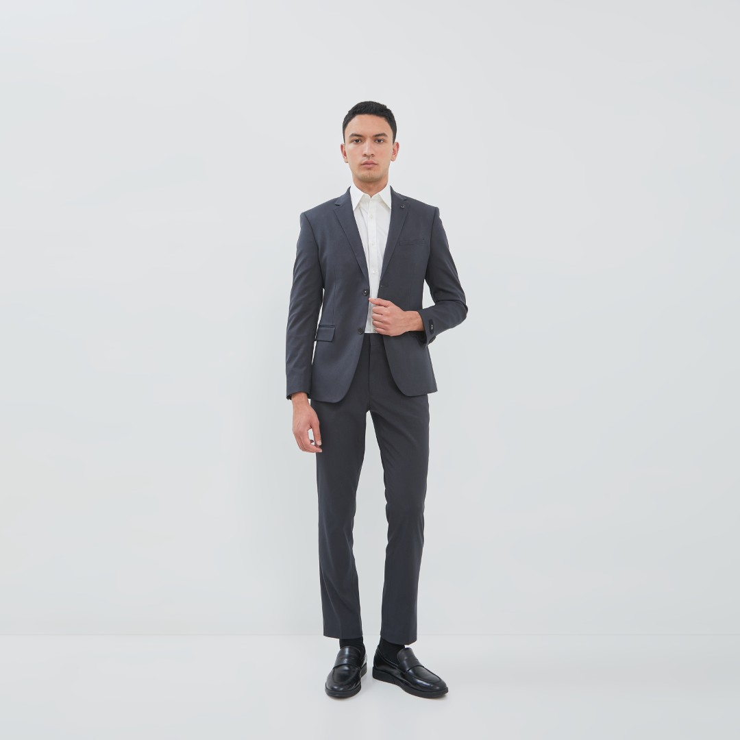 JOBB Nebraska-T2 Jas Pria Slim Fit Dark Grey
