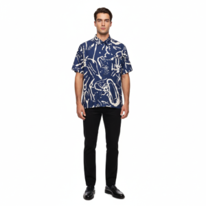 Gianni Visentin Kemeja Batik Pria Katun Regular Fit Biru - 9047