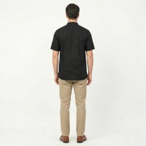 Gianni Visentin Kemeja Koko Pria Lengan Pendek Stripe Black - 0990