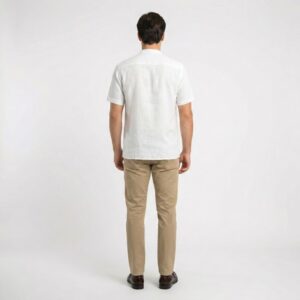 Gianni Visentin Kemeja Koko Pria Lengan Pendek Stripe White - 0990