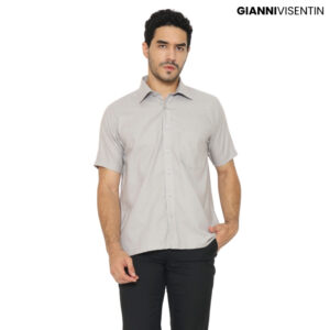 Gianni Visentin - Kemeja Formal Regular Bahan Oxford Abu Muda - 9038