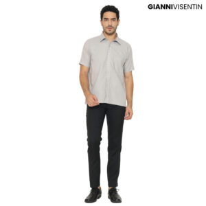Gianni Visentin - Kemeja Formal Regular Bahan Oxford Abu Muda - 9038