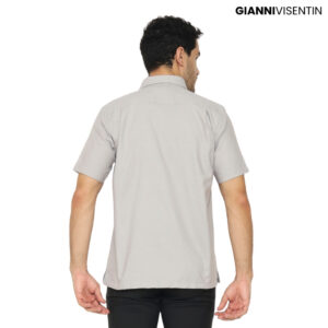 Gianni Visentin - Kemeja Formal Regular Bahan Oxford Abu Muda - 9038